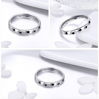 Ring with Engraved Puppy Footprints Puppy Kisses