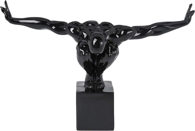 Design Fitness Statua Uomo, Scultura Oggetto, Deco Atleta, Nero, 29X43X15Cm