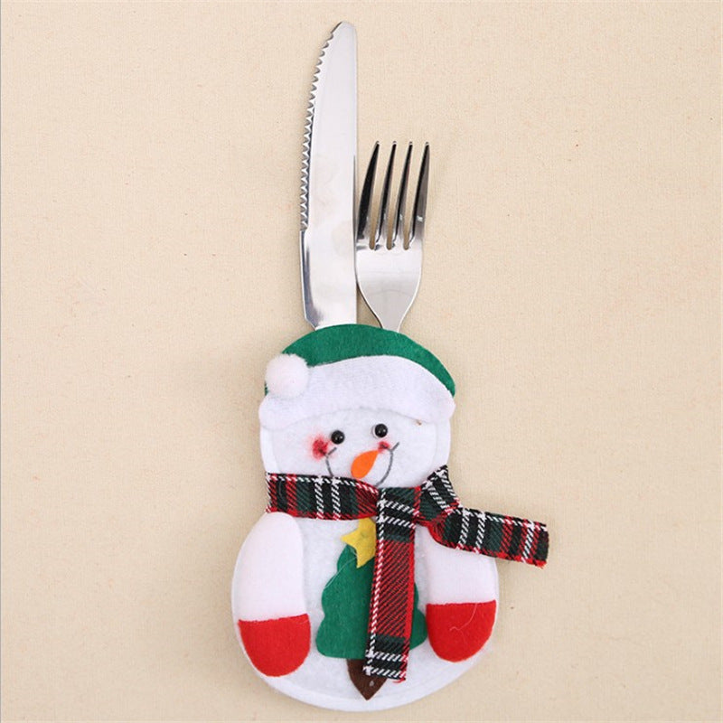 Christmas Decoration Restaurant Hotel Layout Pocket Fork Knife Cutlery Holder Santa Claus Fork Knife Gloves Bag Table Decor