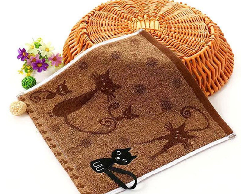 Tail Hook Cotton Cat Face Towel 25X50Cm