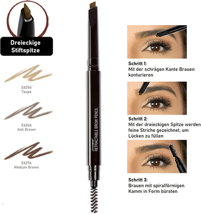 , Ultimate Brow Retractable Pencil, Matita per Sopracciglia Retraibile Con Punta Triangolare E Ultra Precisa, Colore Pigmentato Che Definisce Il Look Delle Sopracciglia, Medium Brown