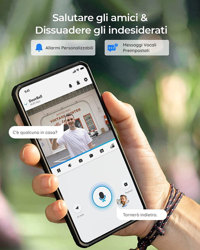 Videocitofono Campanello Wifi + Chime Kit, 5MP Video Doorbell Wifi 2,4/5 Ghz, Rilevamento/Avviso Intelligente Di Umana, Audio Bidirezionale, Visione Notturna a Infrarossi, Supporta Sd/Cloud