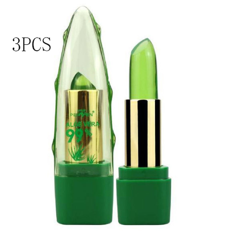 Aloe Vera Gel Color Changing Lipstick Gloss Moisturizer Anti-Drying Desalination Fine-Grain Lip Blam Care