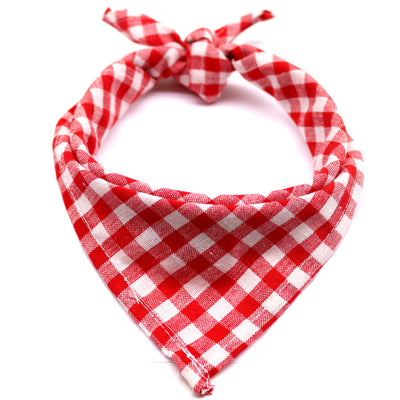 Pet Dog and Cat Plaid Cotton Triangle Scarf