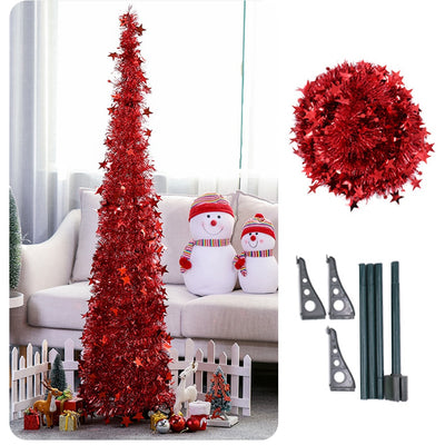 Artificial Tinsel Pop up Christmas Tree with Stand Gorgeous Collapsible Artificial Christmas Tree for Christmas Decorations