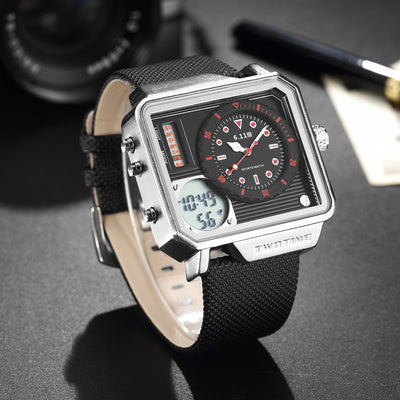 Men'S Watch Multi-Function Sports Watch Belt Watch Electronic Watch