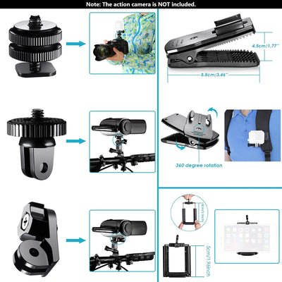 53-In-1 Action Camera Kit Accessori Compatibile Con Gopro Hero 10 9 8 Max 7 6 5 4 Nero Gopro 2018 Session Fusion Argento Bianco Insta360 DJI Action 2 AKASO APEMAN Campark SJCAM Ecc