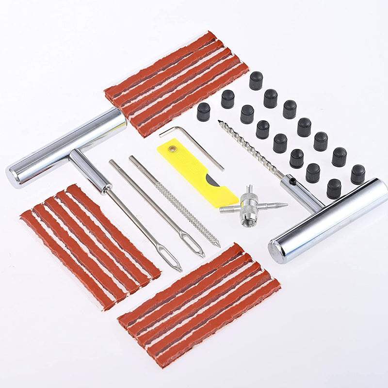 32Pcs Kit per Riparazione Pneumatici, Moto Kit Ripara Pneumatici Gomme Professional Kit Di Riparazione per Copertone Tubeless per La Riparazione Di Forature