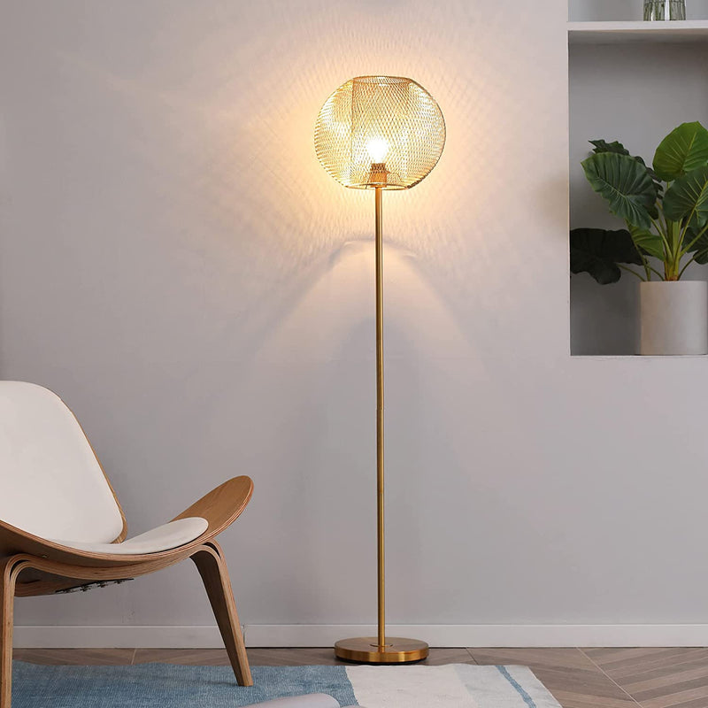 Lampada Da Terra in Metallo Oro, Lampada a Piantana Moderna Con Paralume Di Design per Salotto E Camera Da Letto, E27 40W