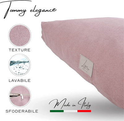 Tommy Elegance - Cuscino Materasso per Cani in Tessuto Realizzato Artigianalmente in Italia. Cuccia Lettino Materassino per Cane Sfoderabile Lavabile.(M: 100 X 60 Cm, ROSA ELEGANCE)