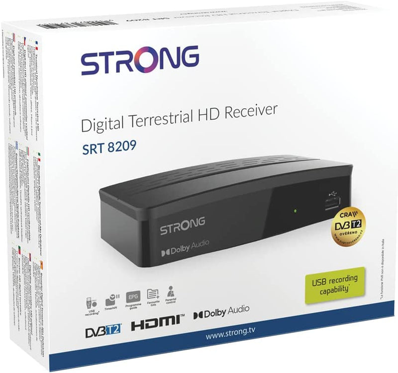 SRT8209 Decoder Digitale Terrestre Full Hd DVB-T2. Perfetto per Il Nuovo Standard Di Trasmissione.