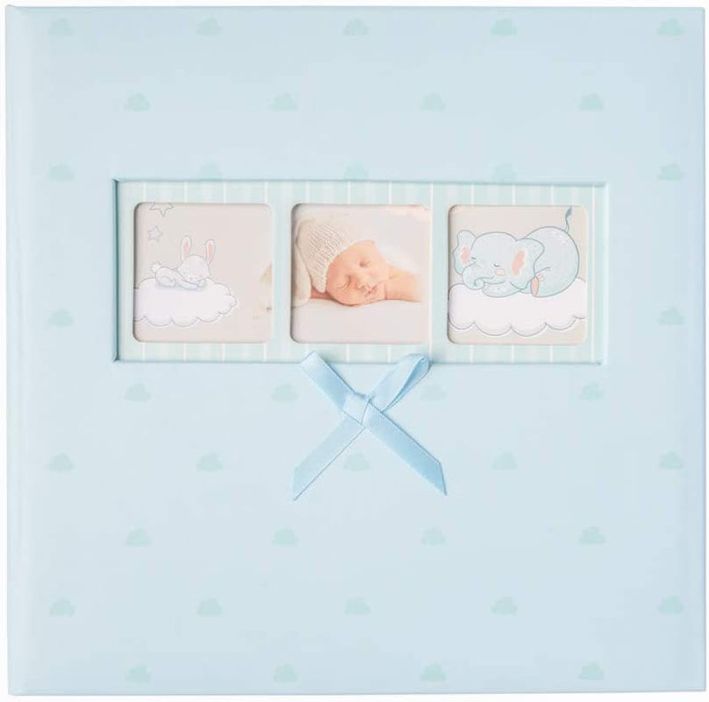 : Album Fotografico Bambino, Album Foto 10X15Cm, 200 Tasche, Copertina Rigida E Porta CD, Album Foto Ricordo Personalizzabile per 200 Foto Con Spazio per Note E Commenti, Baby Polka Blue