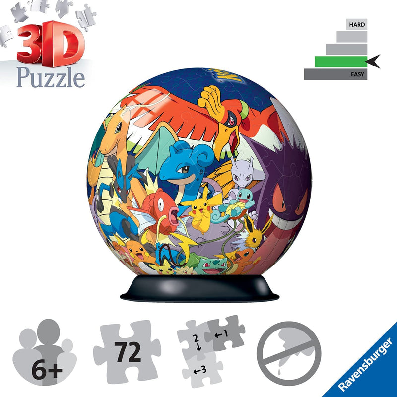 - 3D Puzzle Personaggi Pokémon, Puzzle Ball, 72 Pezzi, 6+ Anni