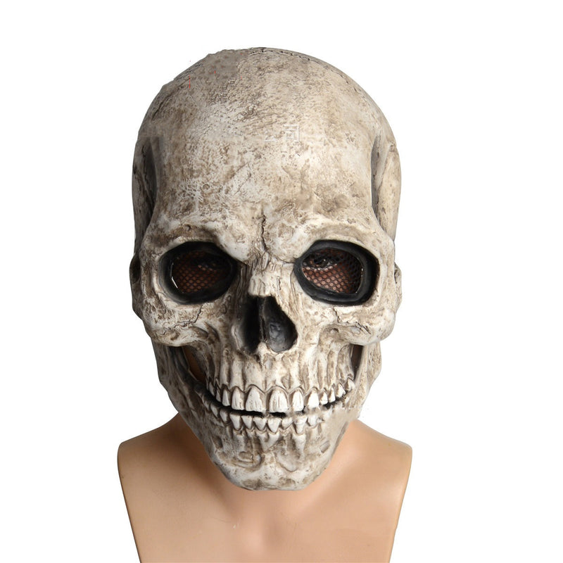 Full Head Skull Mask Helmet with Movable Jaw 3D Skeleton Skull Horror Mask Adults Cosplay Costume