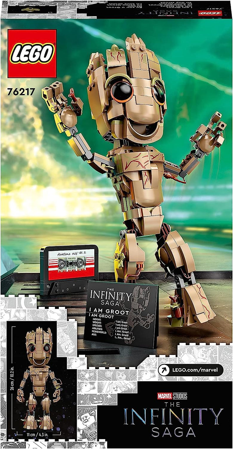 76217 Marvel Io Sono Groot, Set Costruzioni Con Action Figure Dei Guardiani Della Galassia, Supereroe Giocattolo, Idea Regalo per Bambini, Bambine, Ragazzi E Ragazze E Fan Degli Avengers