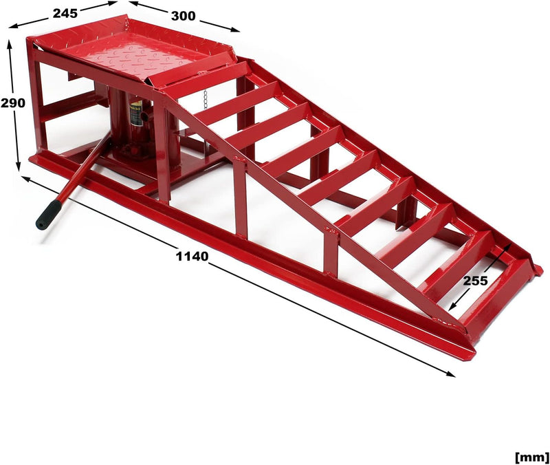 2X Rampe Di Sollevamento Con Martinetto Idraulico Max 2000 Kg Altezza Regolabile Rampa Di Carico