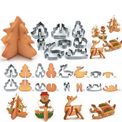 8/18-Piece Set Gingerbread House Stainless Steel Christmas Scenario Cookie Cutters Set Biscuit Mold Fondant Cutter Baking Tools