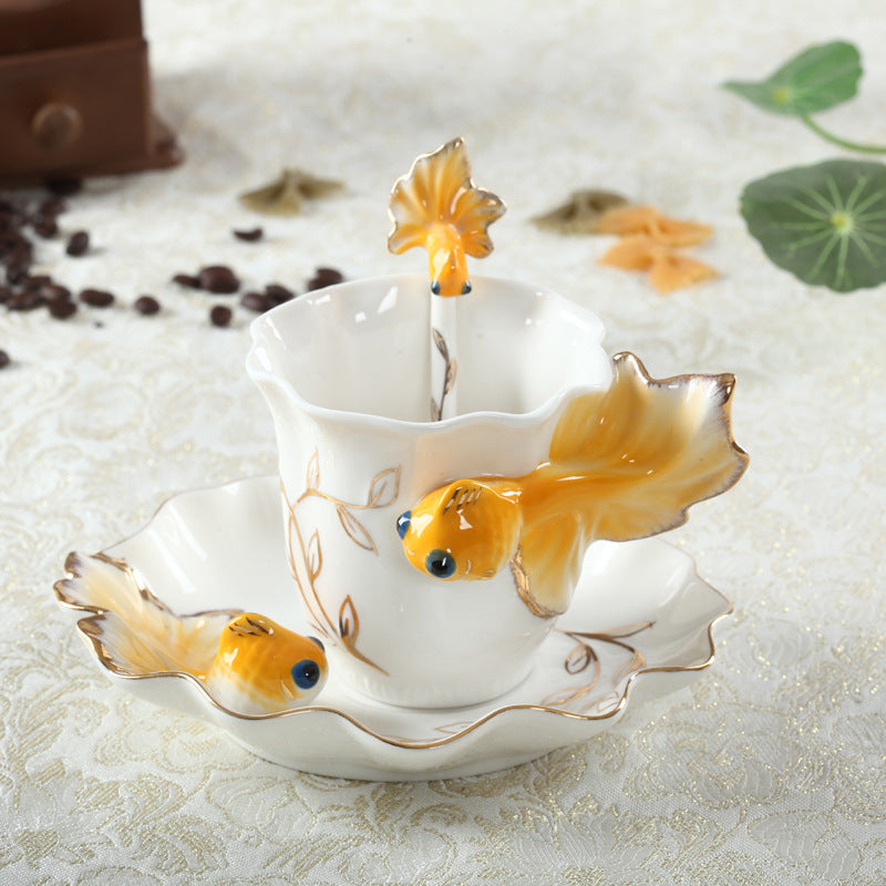 Goldfish Coffee Cup Set Creative Wedding Gift Ceramic Cup