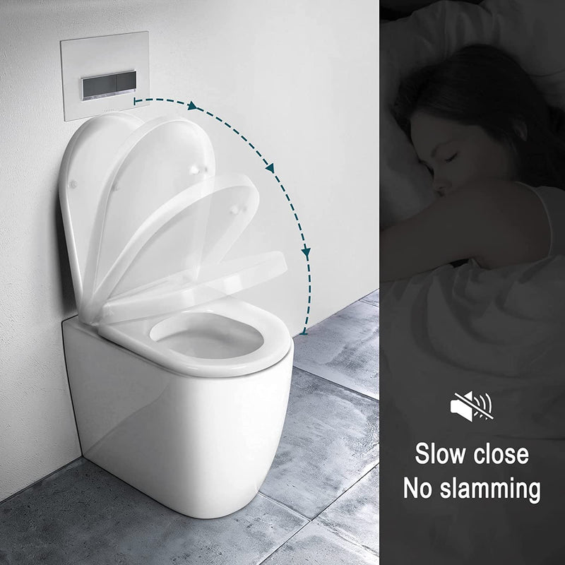 WS2543 Sedile WC Copriwater Chiusura Ammortizzata Soft Close Toilet Seat Bagno in Plastica Antibatterico Bianco