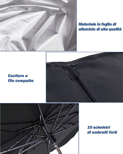 POP-UP Ombrello Parasole Auto Parasole Auto Parabrezza Interno Universale 140Cm Grande per Macchina Media E Grande/Suv/Jeep Parasole Auto Ombrello Parasole Auto Parabrezza Parasole a Ombrello Auto