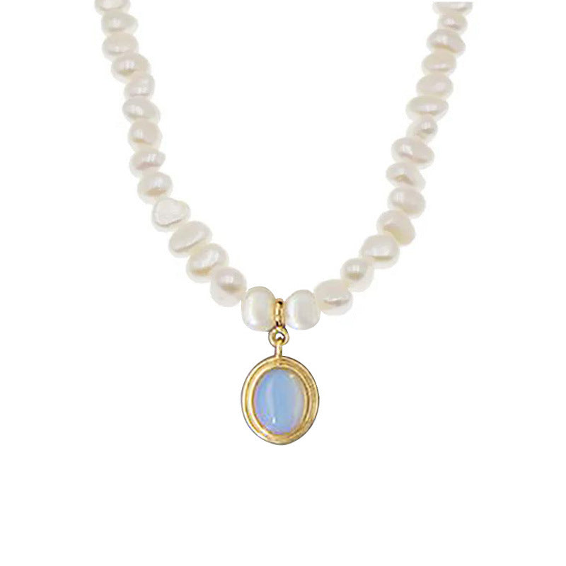 Round Medal Pearl Necklace Irregular Pearl