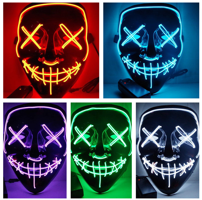 Black V Halloween Horror Glowing Mask