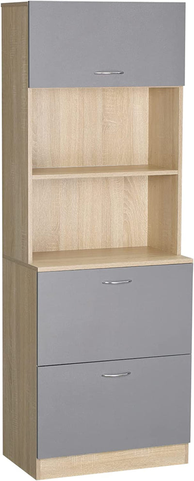 Credenza Moderna per Cucina Con 2 Cassetti E Armadietto, Mobile Dispensa per Microonde E Macchina per Caffè, Grigio