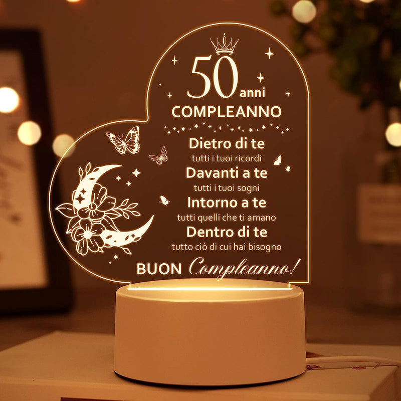 Regalo Donna Compleanno 50 Anni, 50 Anni Regalo Uomo Compleanno 1973, Regalo Amica Compleanno Luce Notturna, 50 Anni Regalo Compleanno Mama, Papa, Nonna, Sorella, Idee Regalo Amica Compleanno…