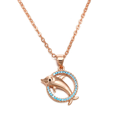 Dongguan Jewelry Manufacturer Direct Selling Romantic Dolphin Necklace Personality Korean Tide Female Copper Pendant Simple Fashion Necklace