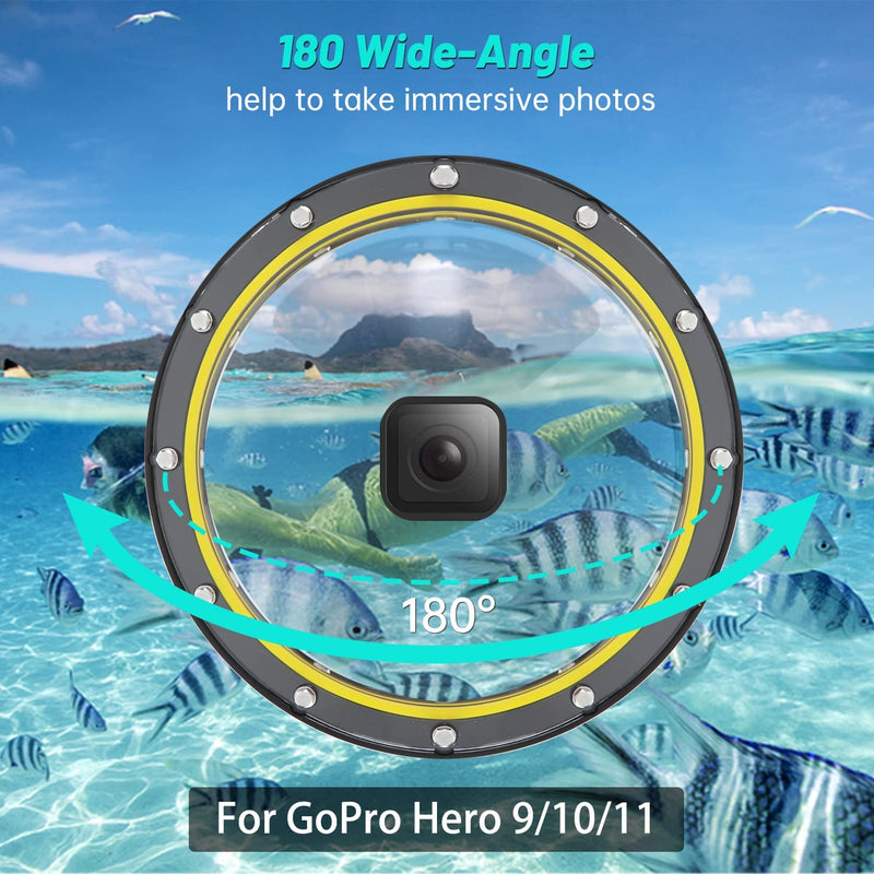 Subacquea Custodia per Gopro Dome Port: per Gopro Hero 11 10 9 Black Impermeabile Protettiva Cupola Diving Fotografia per Go Pro Action Cam Fotocamera