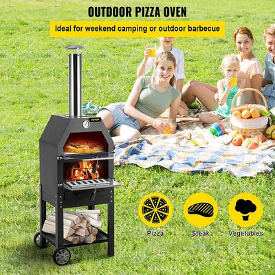 Forno a Legna Portatile per Pizza Barbecue Da Esterno, Forno a Legna per Pizza Da Esterno Con Pietra E Canna Fumaria Di Facile Spostamento, Forno a Legna Forno a Carbonella per Pizza Da Esterno