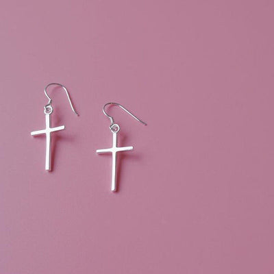 Europe and the United States New Earrings Simple Christian Cross Earrings Alloy Cross Show Ear Hook