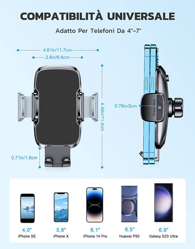 Porta Cellulare Auto, [Aspirazione Ultra Potente & Universale] Supporto Telefono Auto, Flessibile Porta Telefono Auto Con Una Sola Mano per Cruscotto E Parabrezza, Adatto a Telefoni Da 4-7"