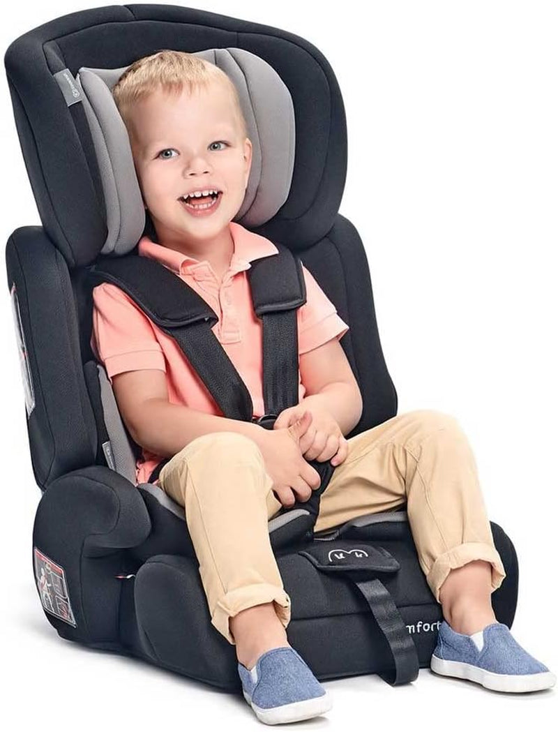 Kinderkraft Seggiolino Auto COMFORT UP, Poggiatesta Regolabile, Cinture Di Sicurezza, Gruppo 1/2/3, 9-36 Kg, Nero