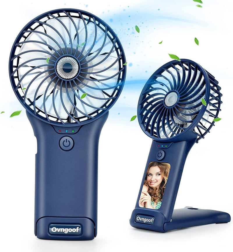 Mini Ventilatore Portatile Con Specchio, 3 in 1 Ventilatore USB Ricaricabile Con 4 Velocità, 6-20 Ore Di Utilizzo, Brezza Forte Ventilatore Da Tavolo Silenzioso per Viaggio/Trucco/Campeggio (Blu)…