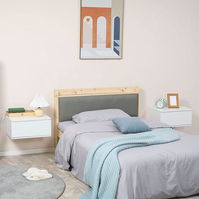 Set 2 Pz Comodino Moderno Con Cassetto E Design Sospeso per Camera Da Letto E Soggiorno, in Truciolato E MDF, 49X38X23Cm, Bianco