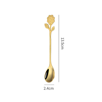 Japanese Style Stainless Steel Cartoon Sunflower Spoon