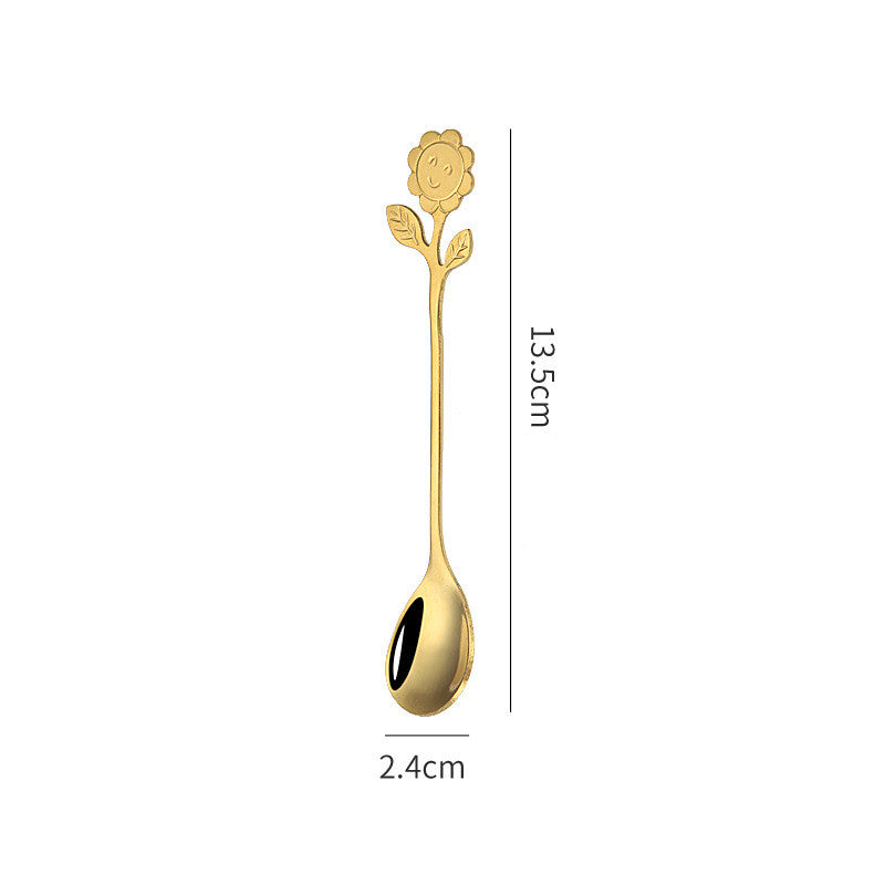 Japanese Style Stainless Steel Cartoon Sunflower Spoon