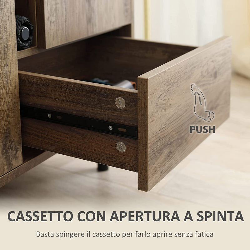 Mobile Da Salotto E Soggiorno in Legno Con Cassetti E Armadietti, Credenza Moderna in Stile Nordico, 76.5X39.5X64.5Cm