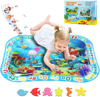 Tappeto Acqua per Bambini 95X76 CM， Tappeto Gonfiabile per Bambini Tappeto Morbido Neonato per Bambini Da 3 a 24 Mesi Portatile (I Delfini)