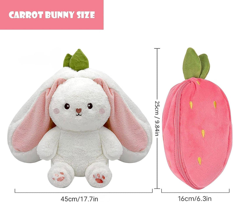 Animale Di Peluche Coniglio Nascosto, Morbido E Tenero Animale Di Peluche Coniglio E Carota, Cuscino per Di Carota Peluche, Cuddle Bunny Idea Regalo per Ragazzi E Ragazze (Fragola, 25 Cm)