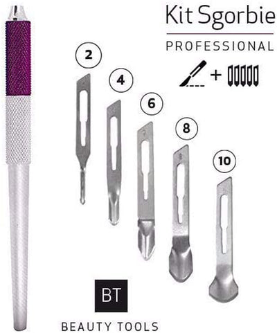 KIT PROFESSIONALE MANICO SGORBIE + LAME 2 PEZZI X 2,4,6,8,10