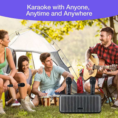 Macchina per Karaoke, Sistema per Karaoke Bluetooth, Macchina per Canto Karaoke per Adulti E Bambini, Con 2 Microfoni Wireless, Supporto per Cellulare, per Feste in Casa, Matrimoni, Picnic All'Aperto