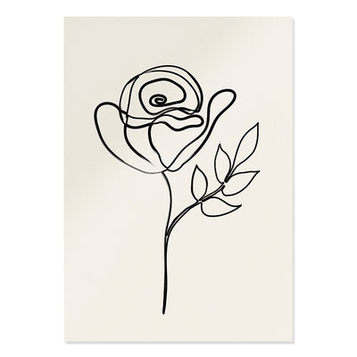 Bohemian Abstract Sketch Line Flower Plant Minimalism Poster