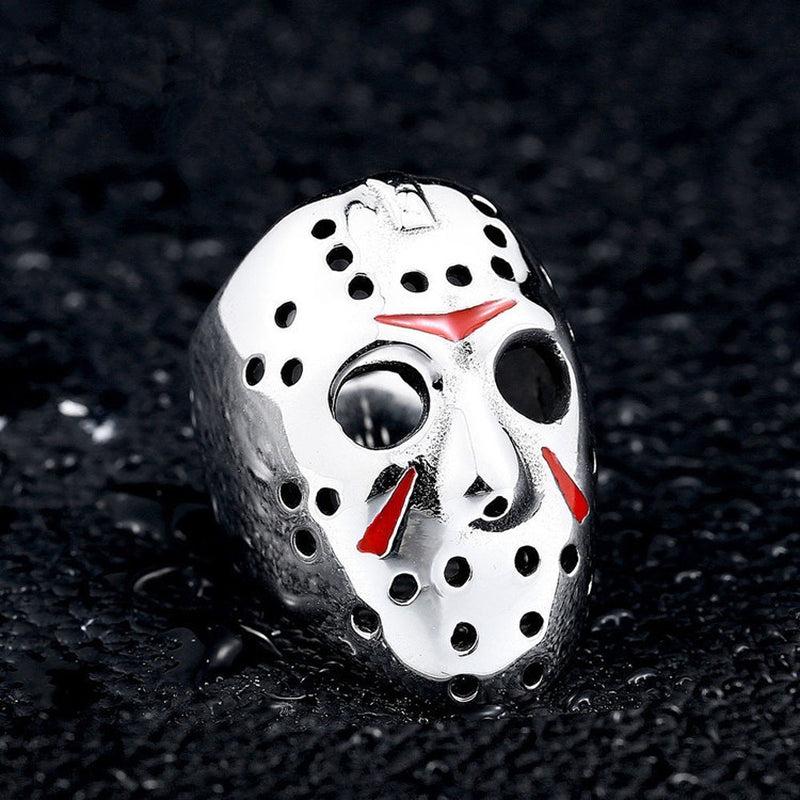 Cute Skull Painted Red Oil Ring