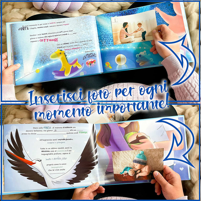 Regalo Nascita Bimbo Con NOME. Album Nascita Bambino Con Scatola Dei Ricordi Neonato Inclusa. Album Fotografico Bambino Da Scrivere. Libro Nascita Bimbo / Diario Neonato per Lista Nascita Bebè