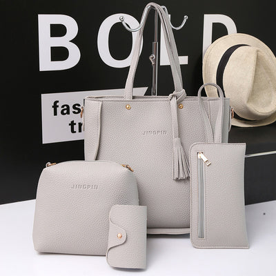 Women Bag Set Top-Handle Big Capacity Female Tassel Handbag Fashion Shoulder Bag Ladies PU Leather Crossbody Bag Bolsas Feminin