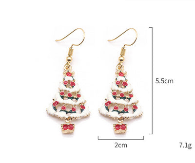 Christmas Cartoon Dripping Oil Color Earrings