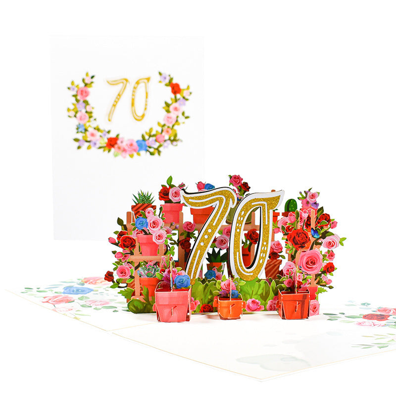 Flowers Anniversary Greeting Card 3D Stereo