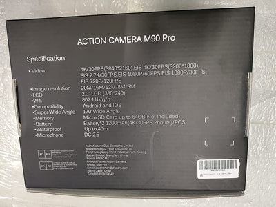 4K Action Cam Pro 20MP EIS WIFI Impermeabile 40M Sott'Acqua Ultra HD Action Camera Mic Esterno 2'' 2.4G Telecomando 170°Grandangolare Con 2X1200Mah Batterie E Kit Di Accessori